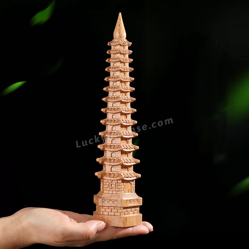 Natural Peach Wood Wen Chang Pagoda