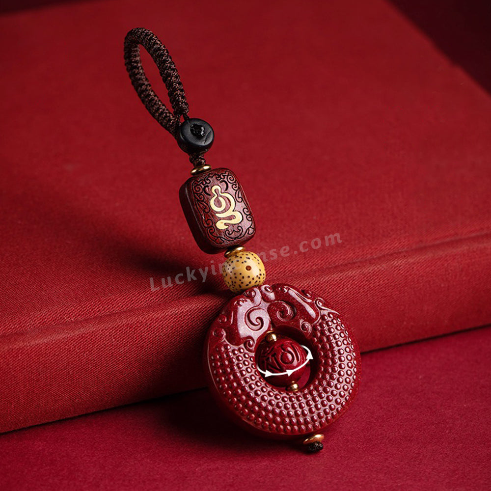 Purple Gold Cinnabar Lucky Coin Keychain Charm