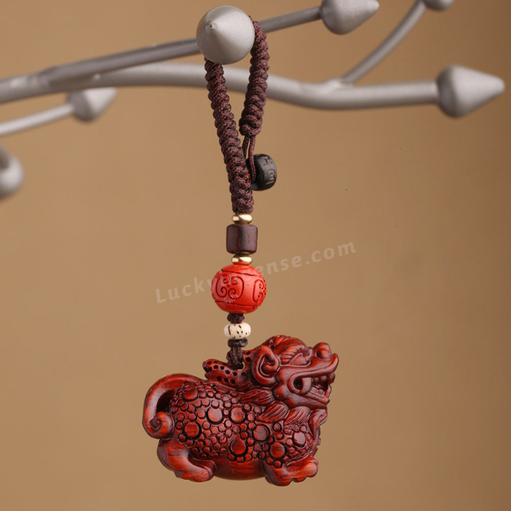 Red Sandalwood Wealth Pixiu Keychain Charm