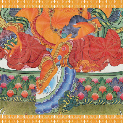 Yellow Jambhala Decorative Painting Tibetan Thangka