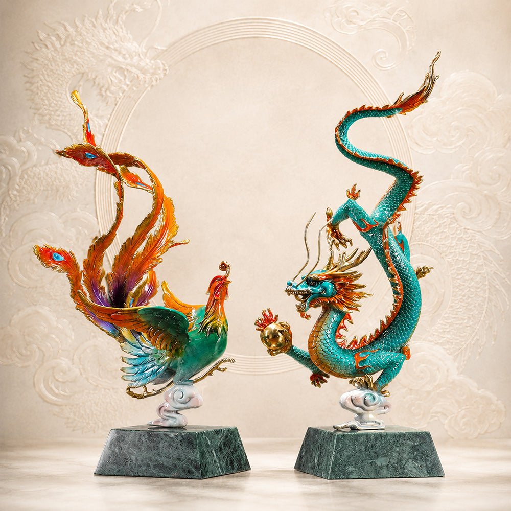 Brass Flying Dragon and Dancing Phoenix