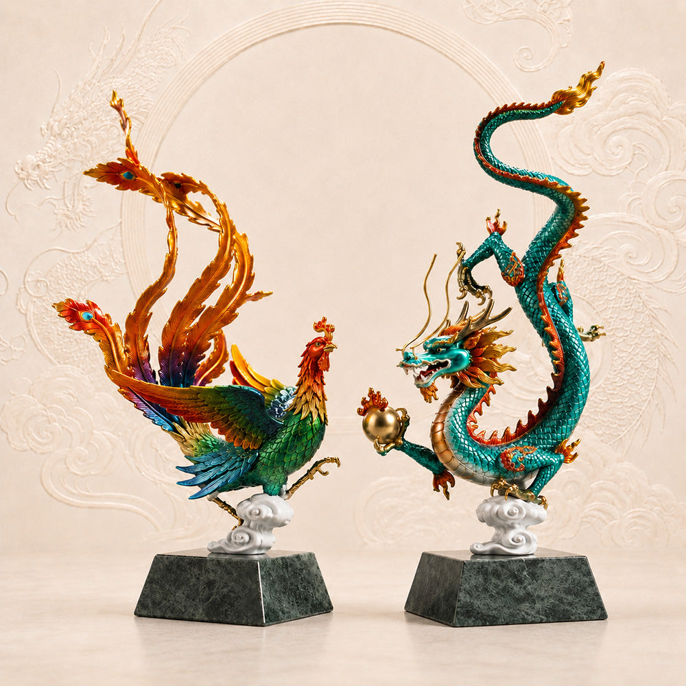 Brass Flying Dragon and Dancing Phoenix
