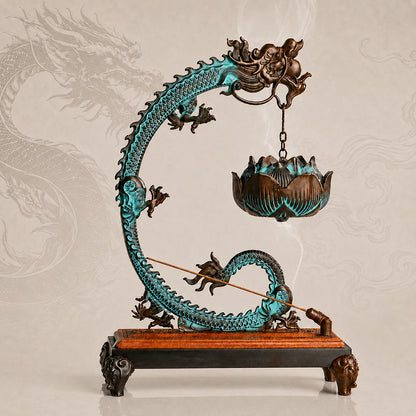 Copper Dragon Hanging Lotus Incense Burner
