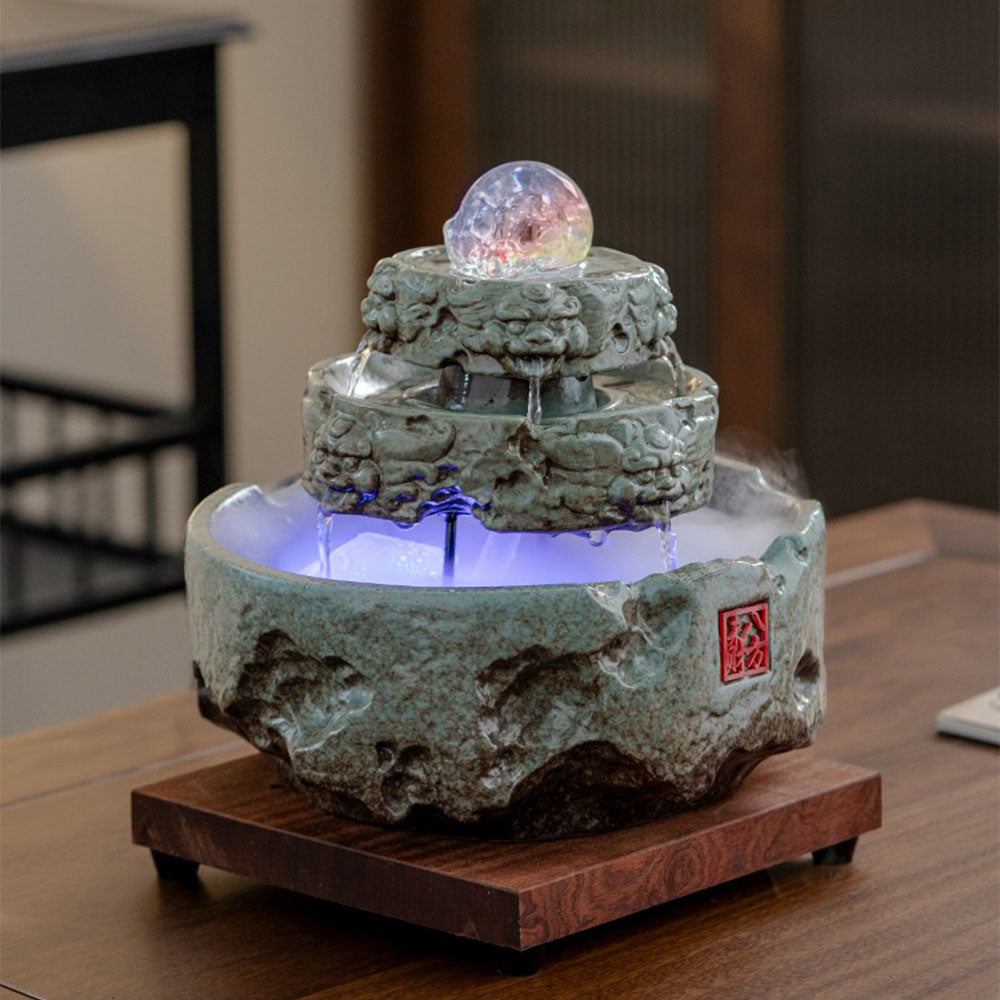 Crystal Mist Glaze Tabletop Water Fountain