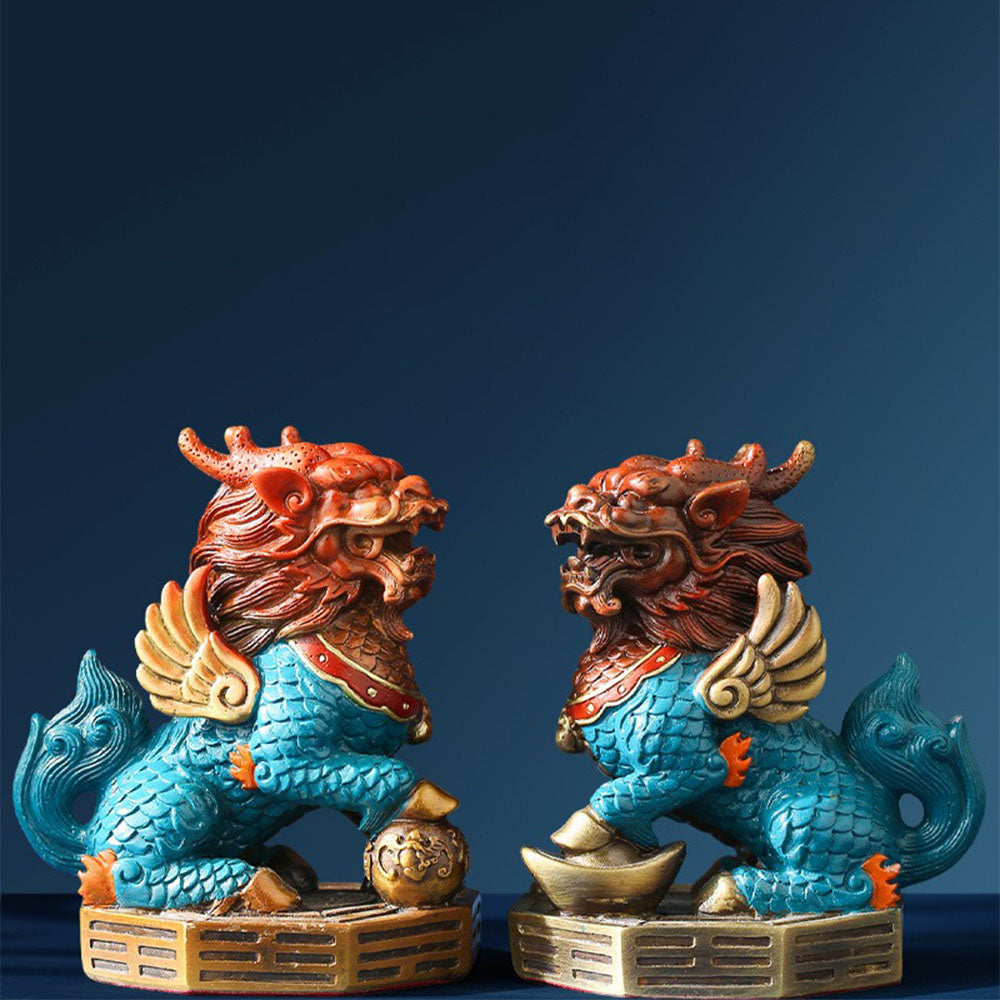 Brass Kirin Figurine Pair
