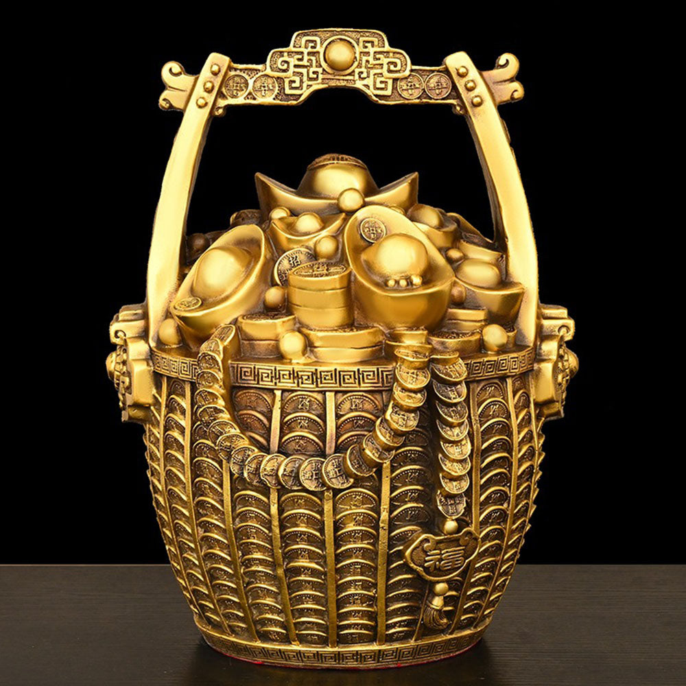 Solid Brass Gold Ingot Bamboo Basket