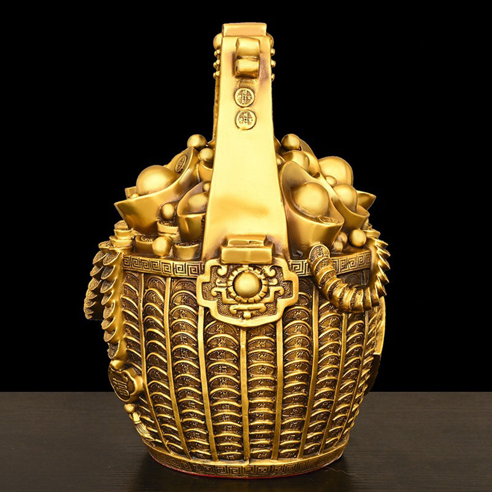 Solid Brass Gold Ingot Bamboo Basket