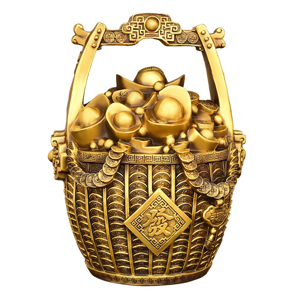 Solid Brass Gold Ingot Bamboo Basket