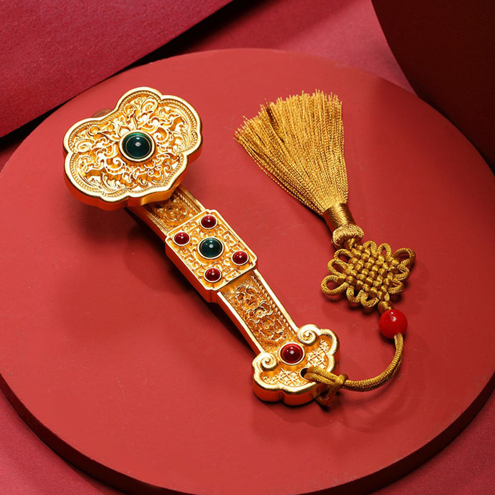 Gilded Brass Ru Yi Charm with Tassel