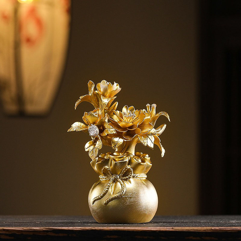Ceramic Floral Wealth Bag Ornament