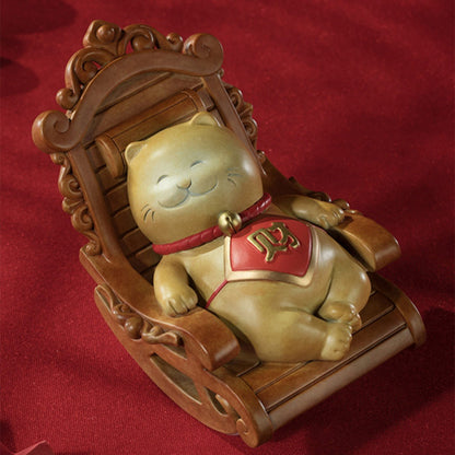 Chinese Good Luck Cat With Rocking Chair