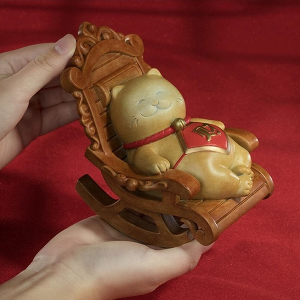 Chinese Good Luck Cat With Rocking Chair