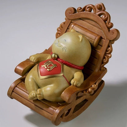 Chinese Good Luck Cat With Rocking Chair