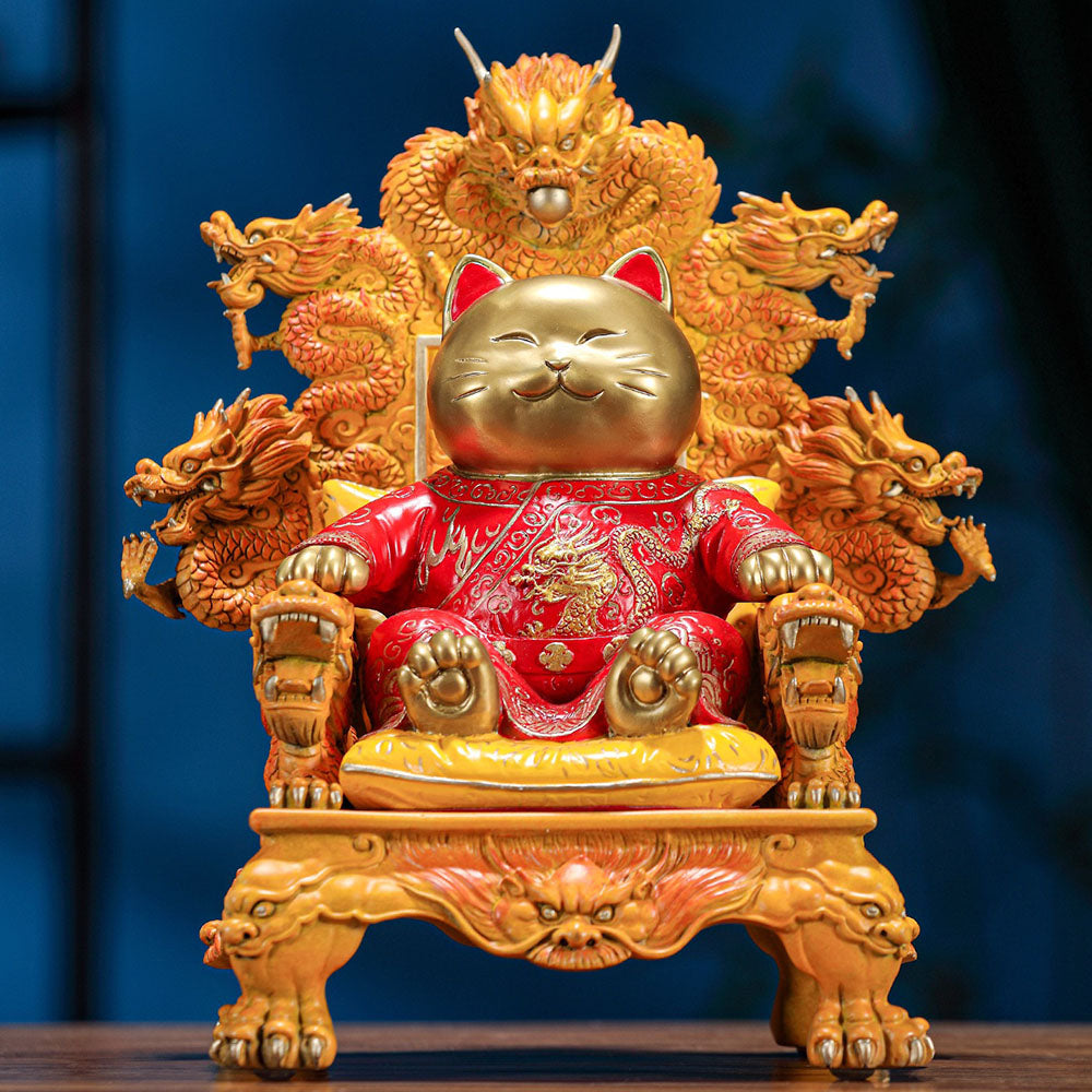 Imperial Lucky Cat On Dragon Throne