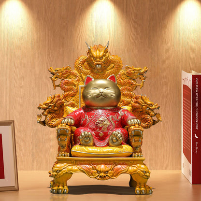 Imperial Lucky Cat On Dragon Throne