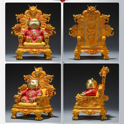 Imperial Lucky Cat On Dragon Throne