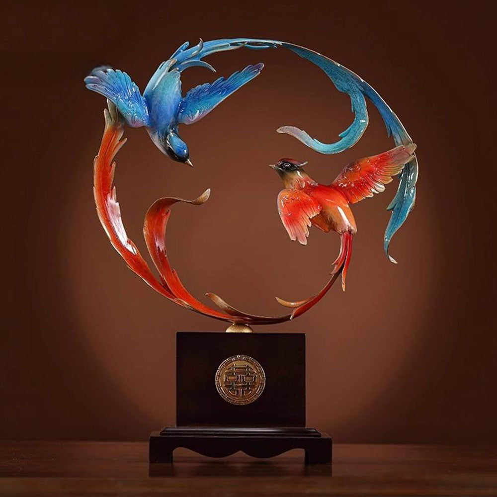 Colorful Brass Magpie Pair