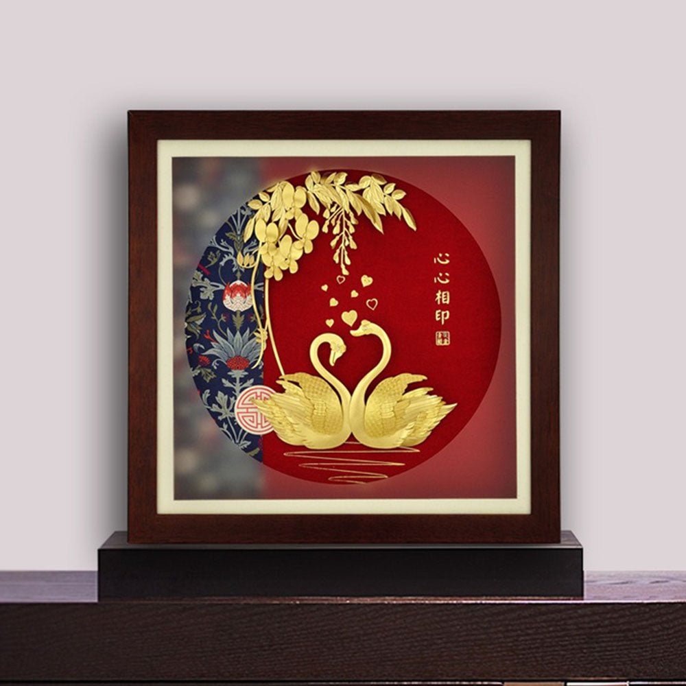 24K Gold Foil Swan Love Frame