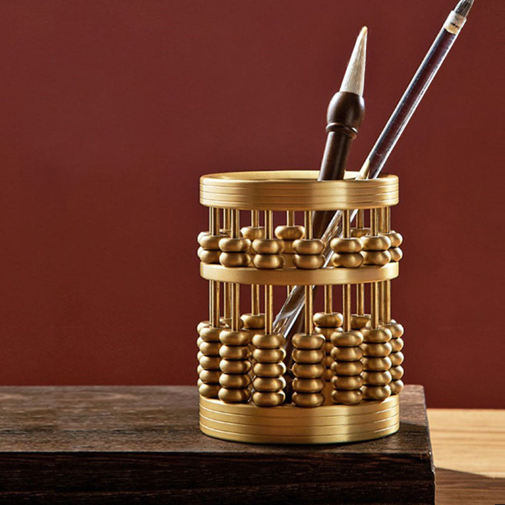 Brass Wealth Abacus Pen Holder