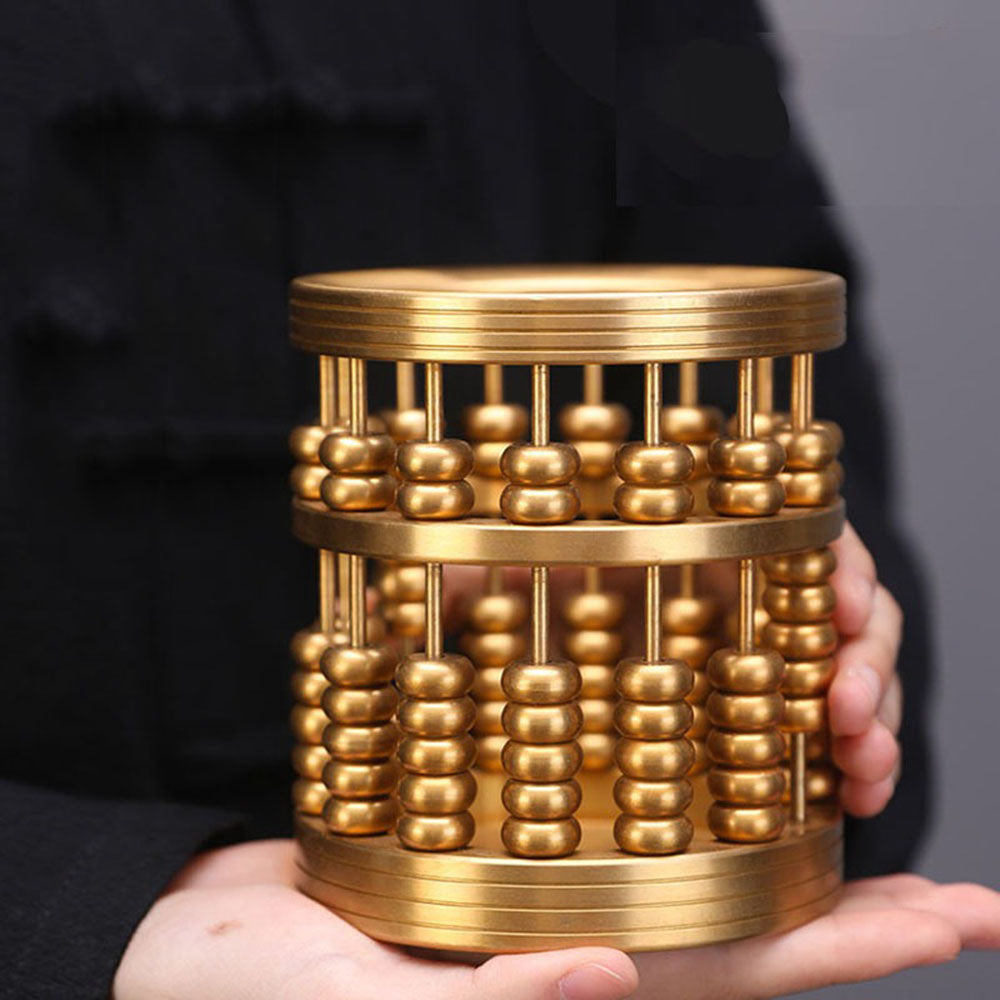 Brass Wealth Abacus Pen Holder