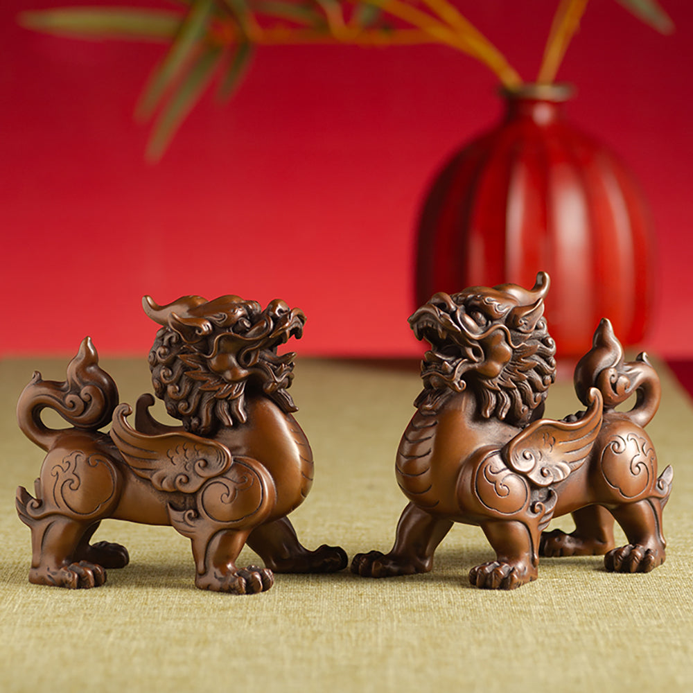 Bronze Pixiu Pair Feng Shui Wealth and Protection Decor
