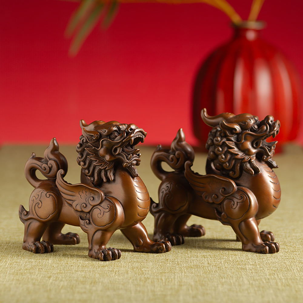 Bronze Pixiu Pair Feng Shui Wealth and Protection Decor