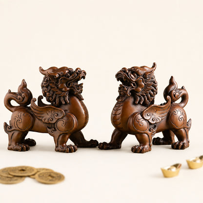 Bronze Pixiu Pair Feng Shui Wealth and Protection Decor