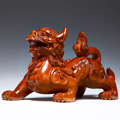 Rosewood Pixiu Pair Feng Shui Wealth Decor