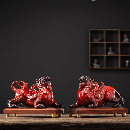 Ceramic Pixiu Pair Feng Shui Decor