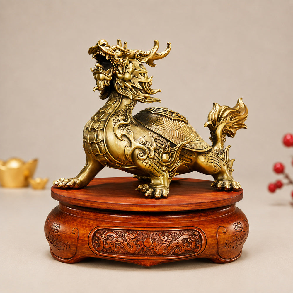 Feng Shui Brass Dragon Turtle