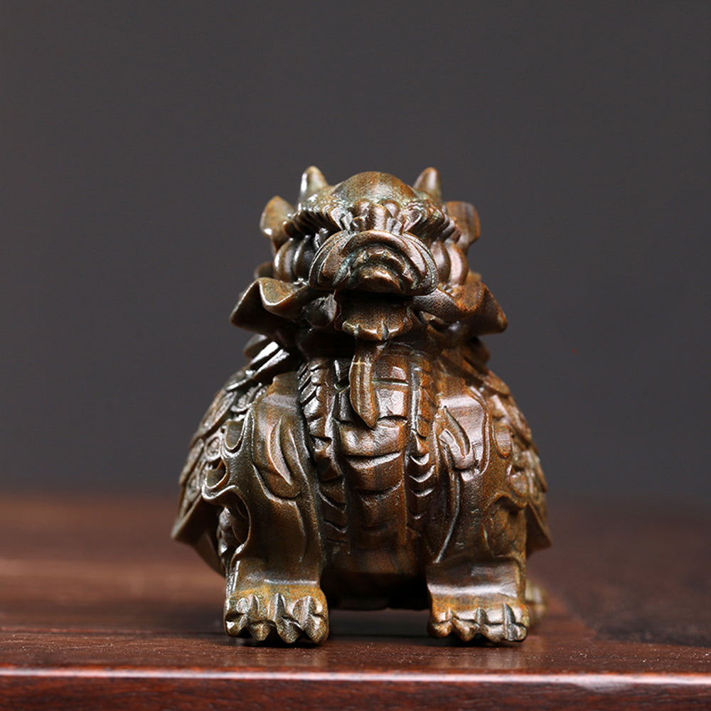 Natural Green Sandalwood Dragon Turtle