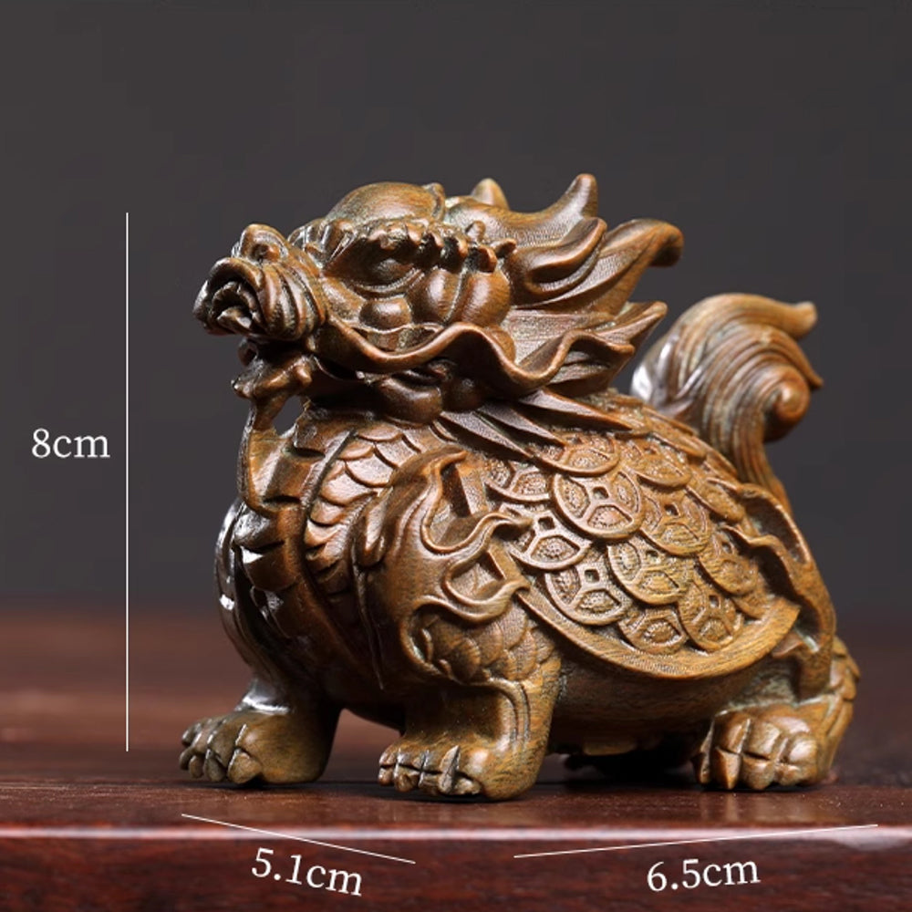 Natural Green Sandalwood Dragon Turtle