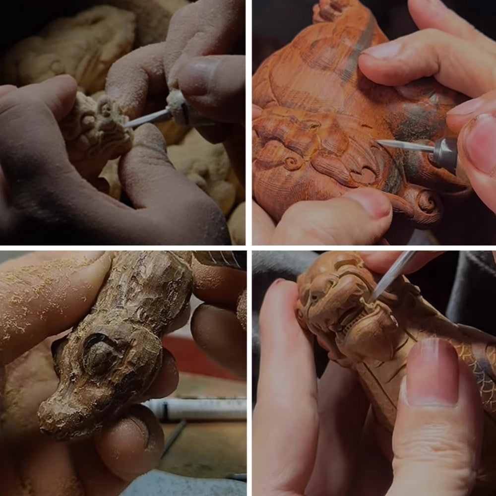 Natural Green Sandalwood Dragon Turtle