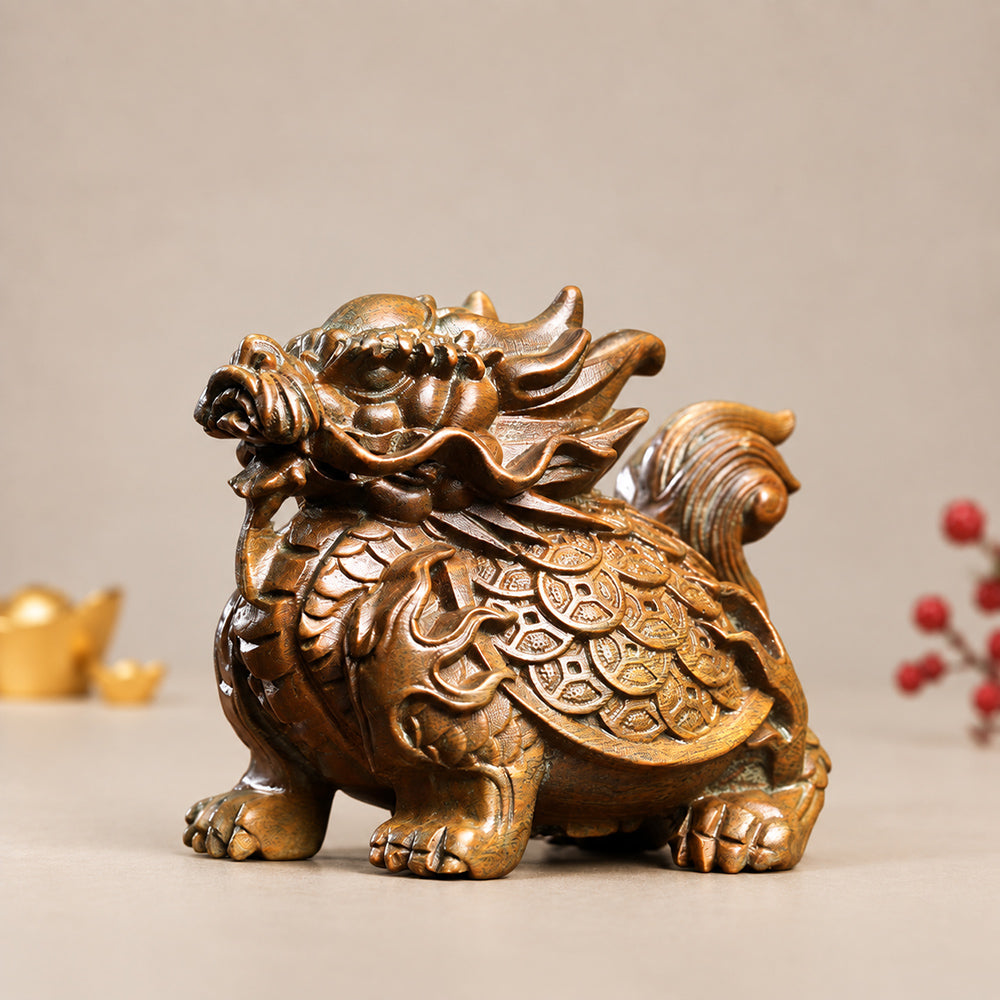Natural Green Sandalwood Dragon Turtle