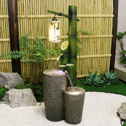 Bamboo Style with Hanging Lantern Water Fountain