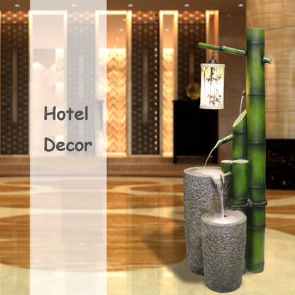 Bamboo Style with Hanging Lantern Water Fountain