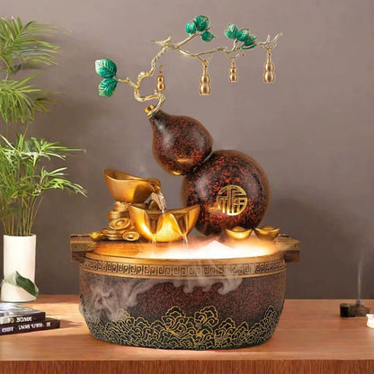 Gold Ingot Gourd Tabletop Water Fountain