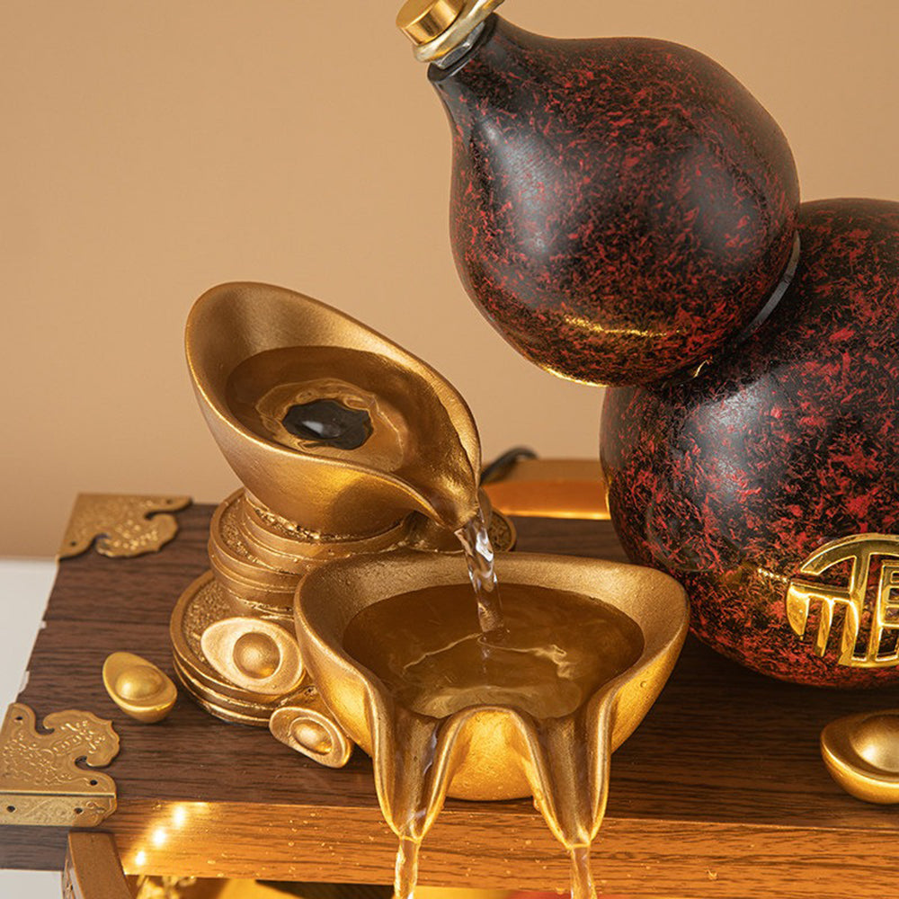 Gold Ingot Gourd Tabletop Water Fountain