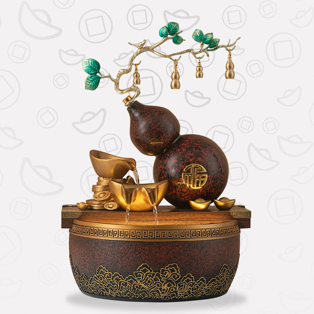 Gold Ingot Gourd Tabletop Water Fountain