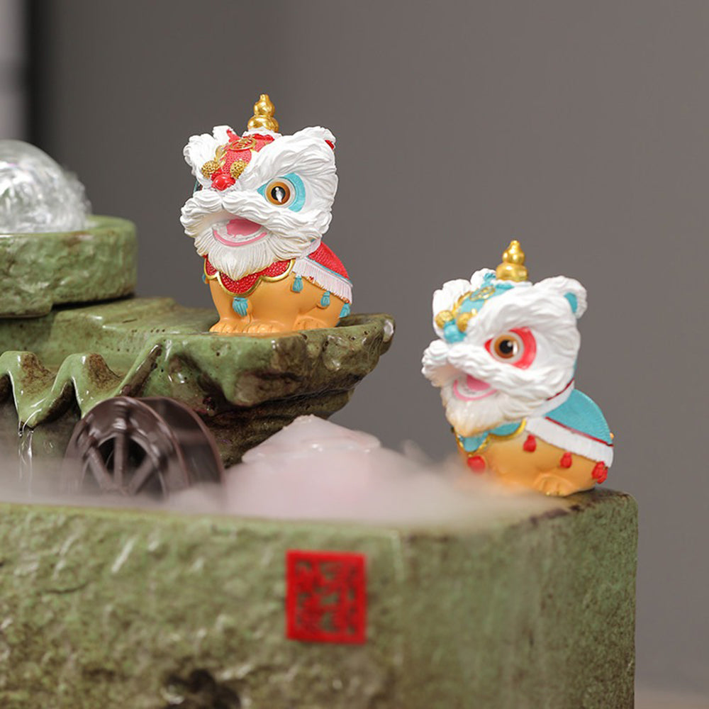 Lucky Lion Ceramic Tabletop Water Fountain