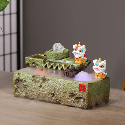 Lucky Lion Ceramic Tabletop Water Fountain