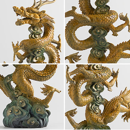 Brass Rising Dragon Statue
