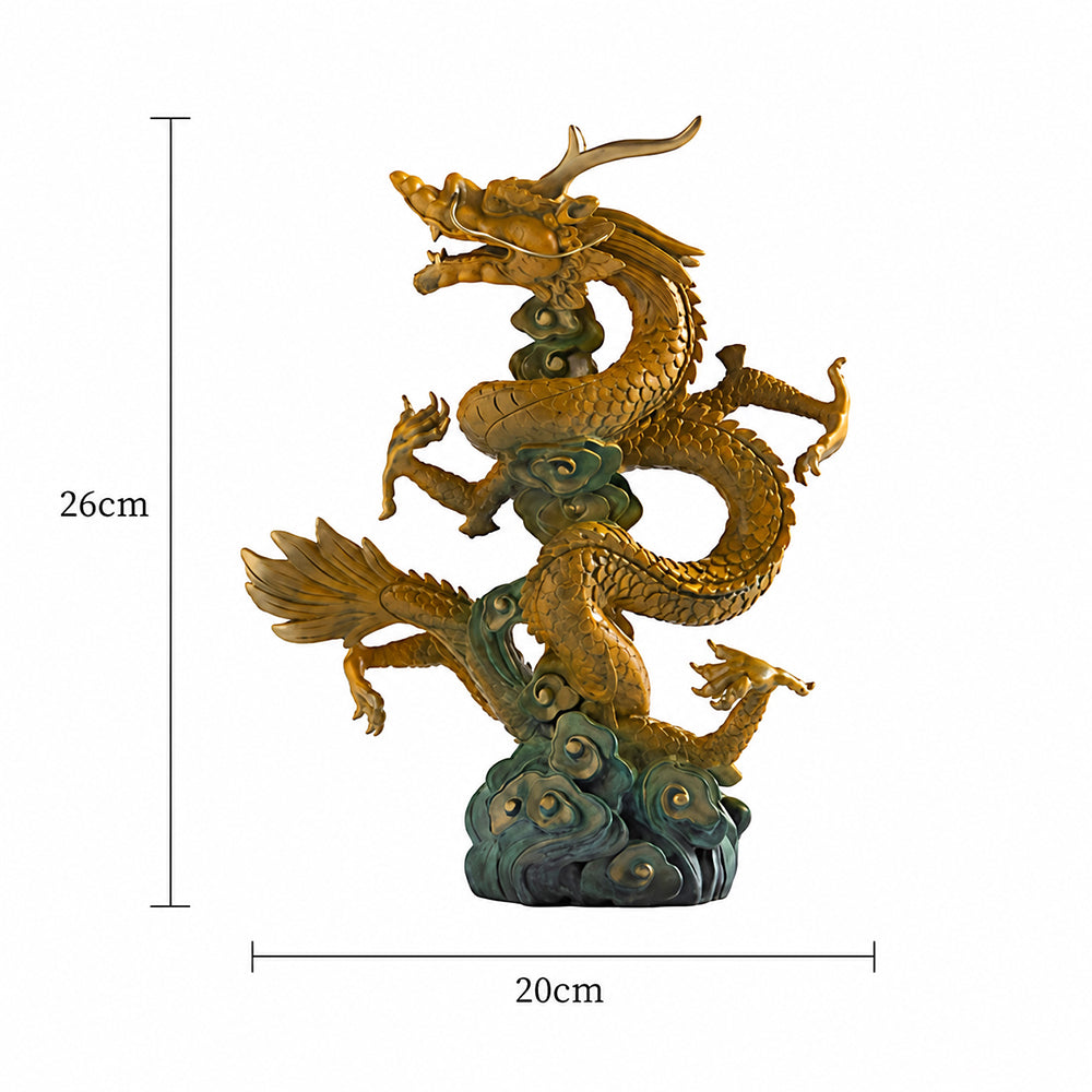 Brass Rising Dragon Statue