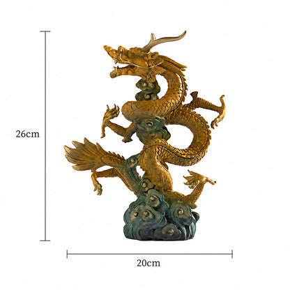 Brass Rising Dragon Statue