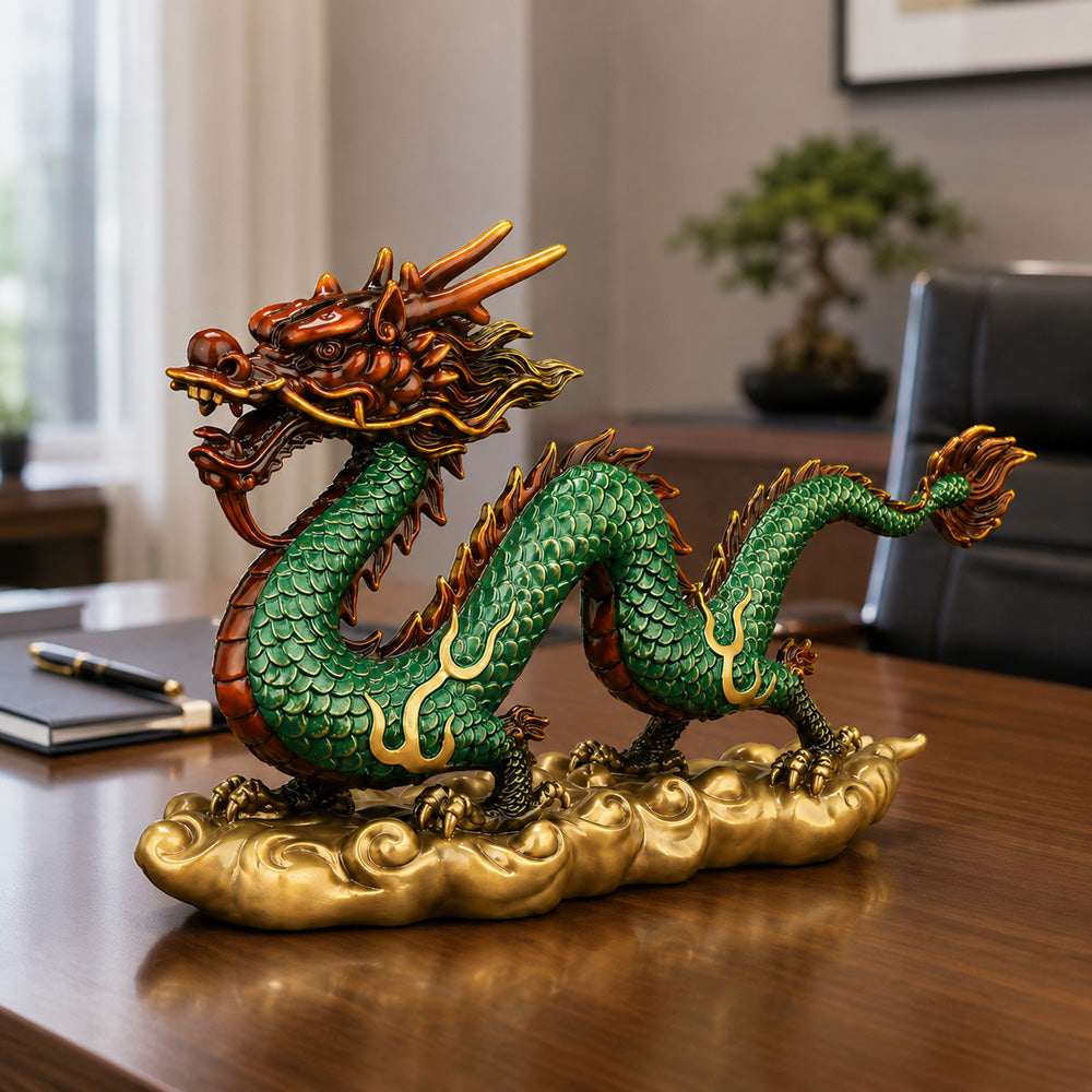 Copper Cloud Dragon Statue