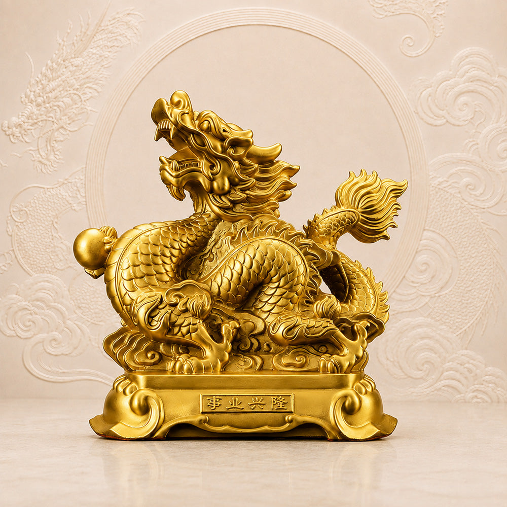 Brass Prosperity Dragon Statue