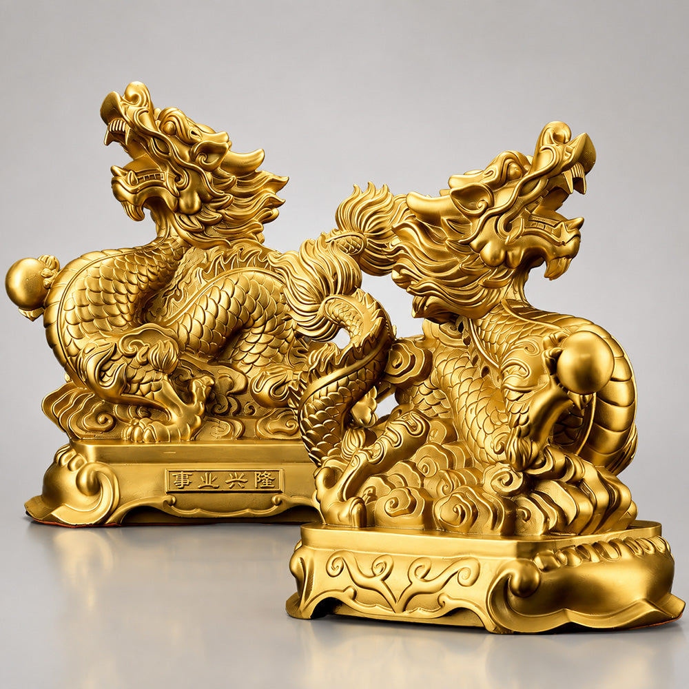 Brass Prosperity Dragon Statue