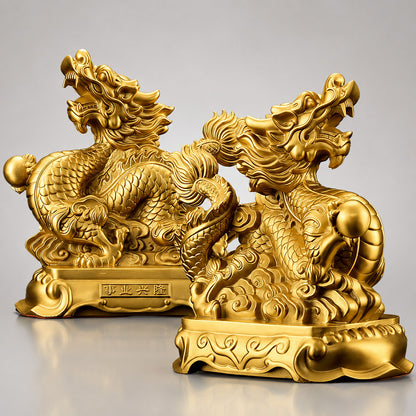 Brass Prosperity Dragon Statue
