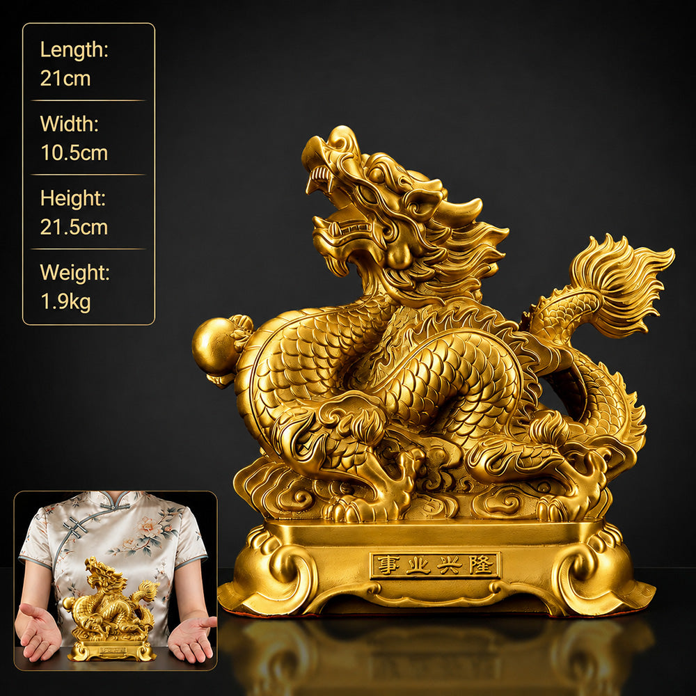 Brass Prosperity Dragon Statue