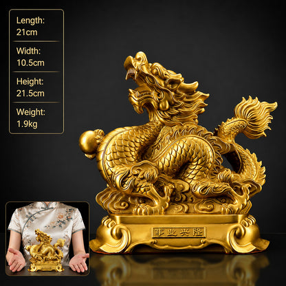 Brass Prosperity Dragon Statue